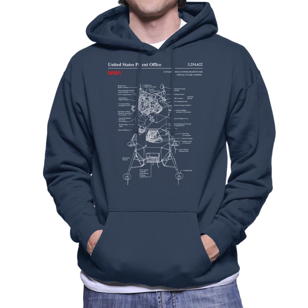 NASA Lunar Module Landing Blueprint Men's Hooded Sweatshirt-ALL + EVERY