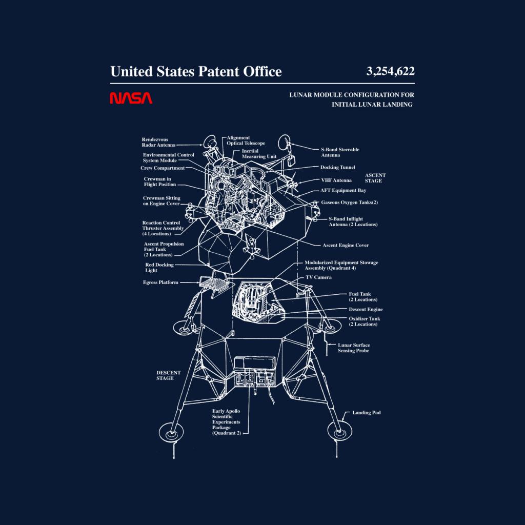 NASA Lunar Module Landing Blueprint Men's Sweatshirt-ALL + EVERY