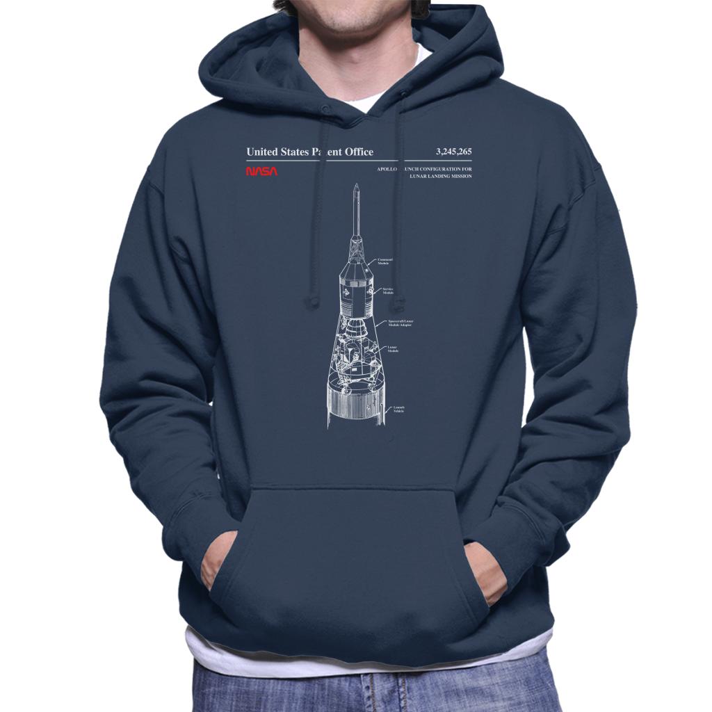 NASA Apollo Launch Lunar Landing Mission Blueprint Men's Hooded Sweatshirt-ALL + EVERY