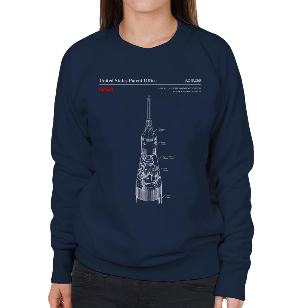 NASA Apollo Launch Lunar Landing Mission Blueprint Women's Sweatshirt-ALL + EVERY