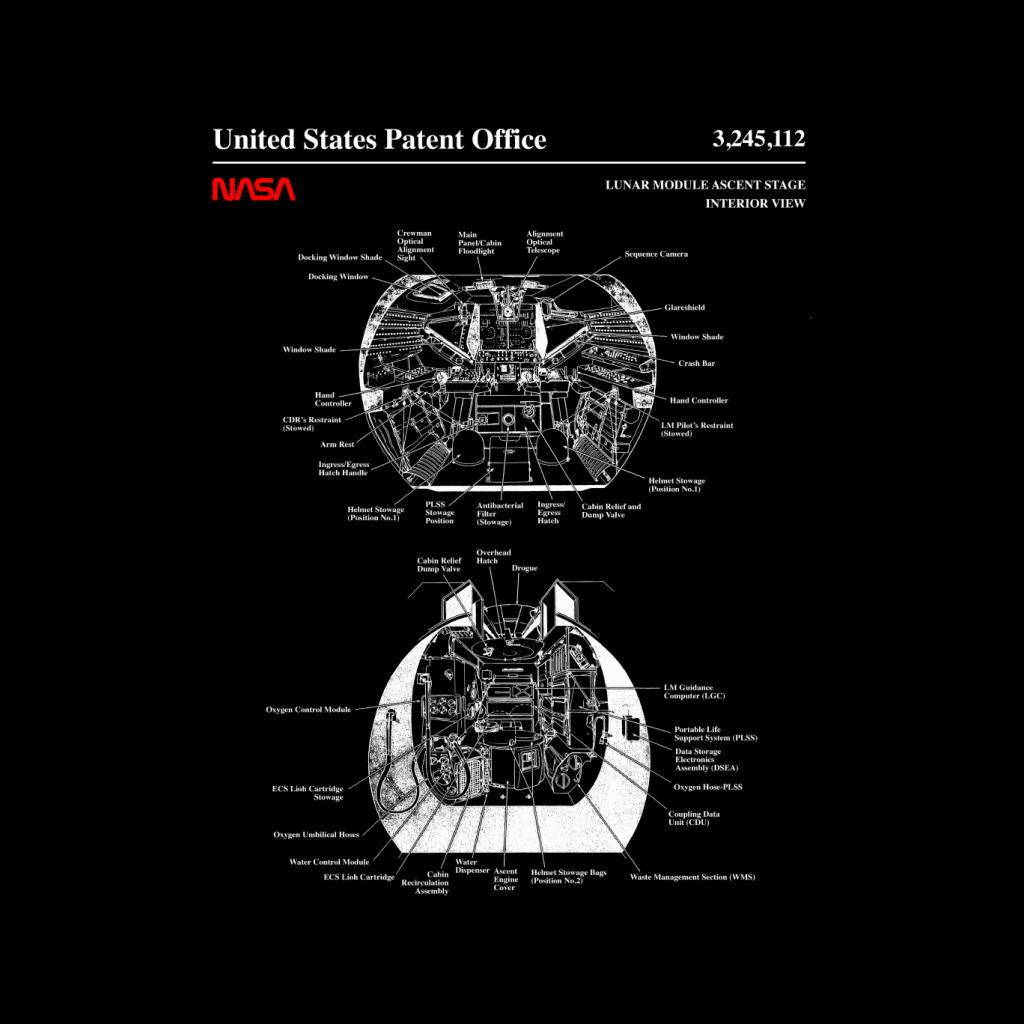 NASA Lunar Module Ascent Stage Interior Blueprint Kids T-Shirt-ALL + EVERY