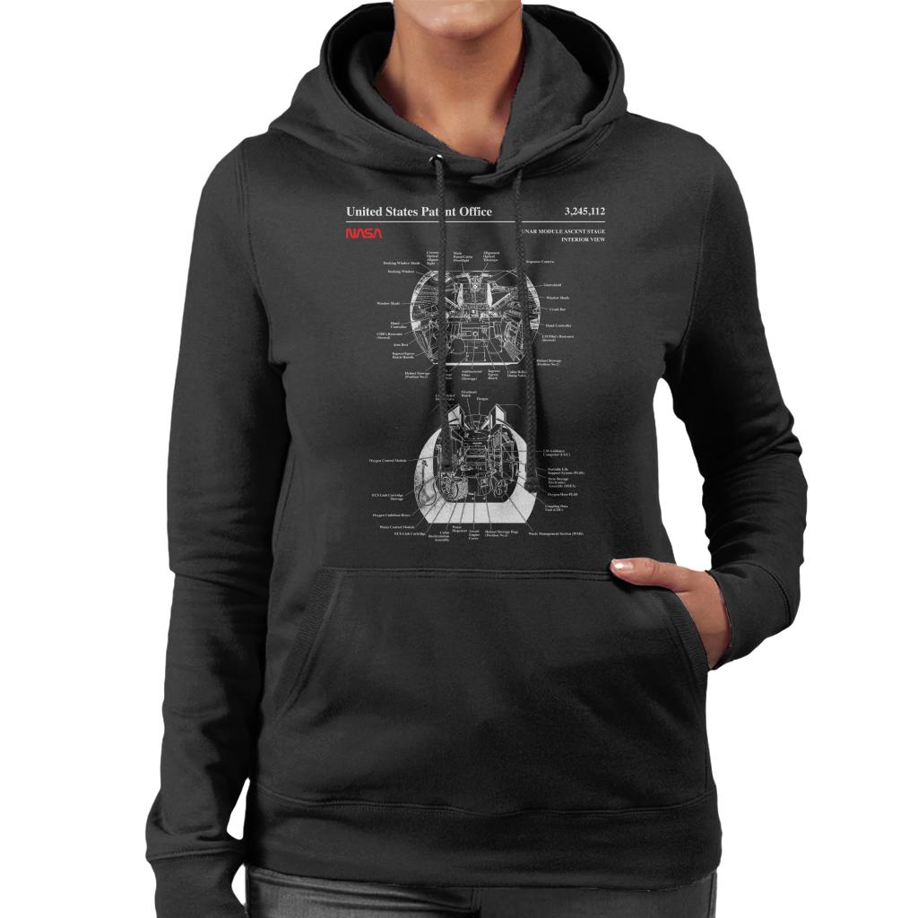 NASA Lunar Module Ascent Stage Interior Blueprint Women's Hooded Sweatshirt-ALL + EVERY