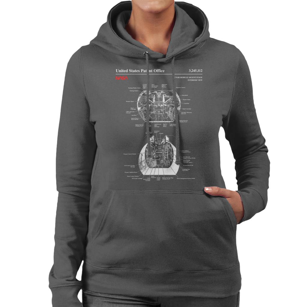 NASA Lunar Module Ascent Stage Interior Blueprint Women's Hooded Sweatshirt-ALL + EVERY
