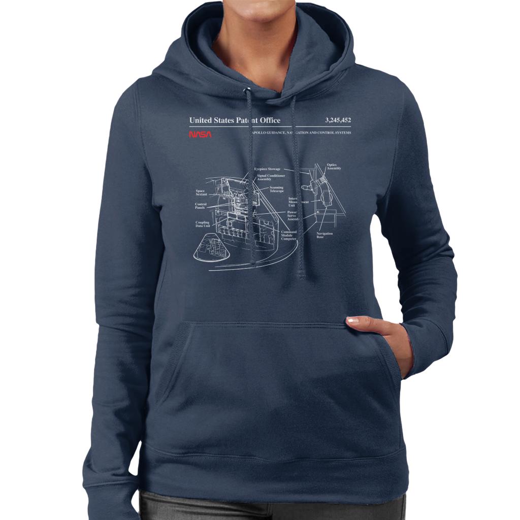 NASA Apollo Control Systems Blueprint Women's Hooded Sweatshirt-ALL + EVERY