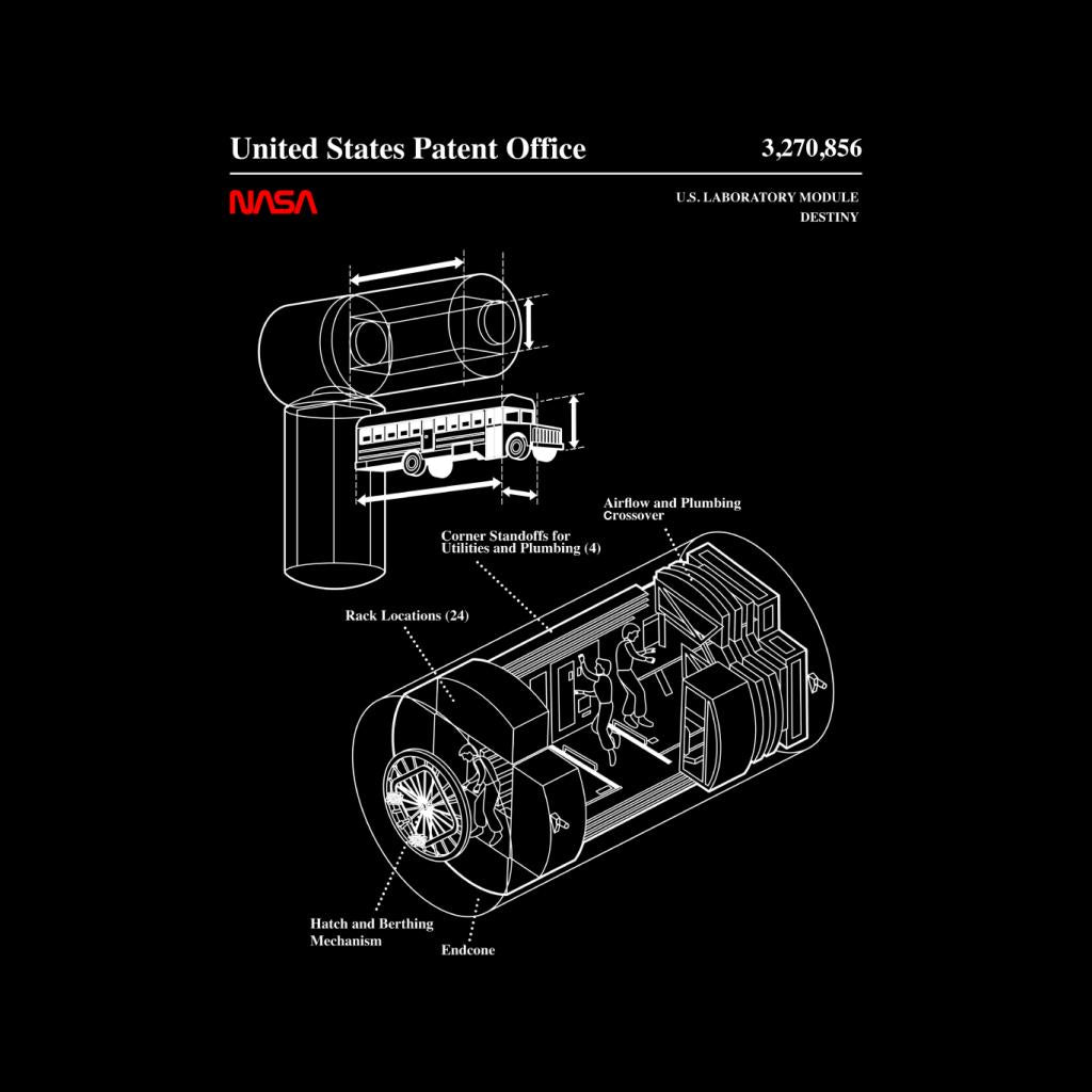 NASA US Laboratory Module Destiny Blueprint Women's T-Shirt-ALL + EVERY