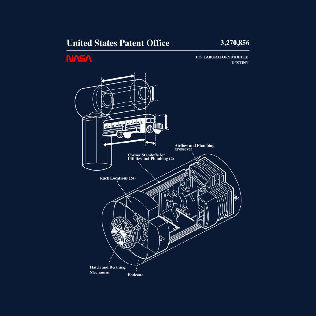 NASA US Laboratory Module Destiny Blueprint Women's T-Shirt-ALL + EVERY