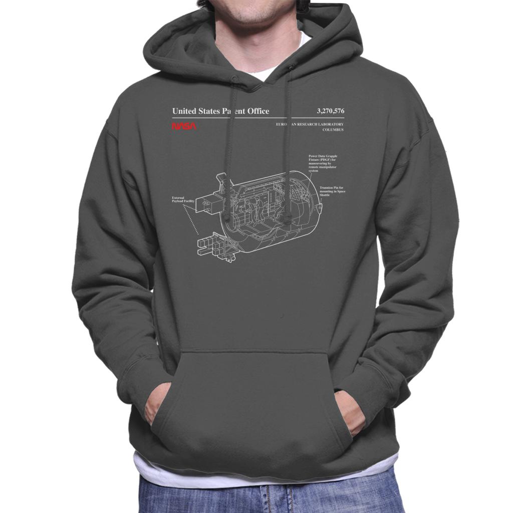 NASA European Research Laboratory Columbus Blueprint Men's Hooded Sweatshirt-ALL + EVERY