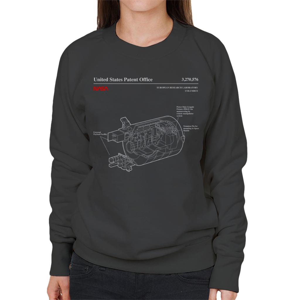 NASA European Research Laboratory Columbus Blueprint Women's Sweatshirt-ALL + EVERY