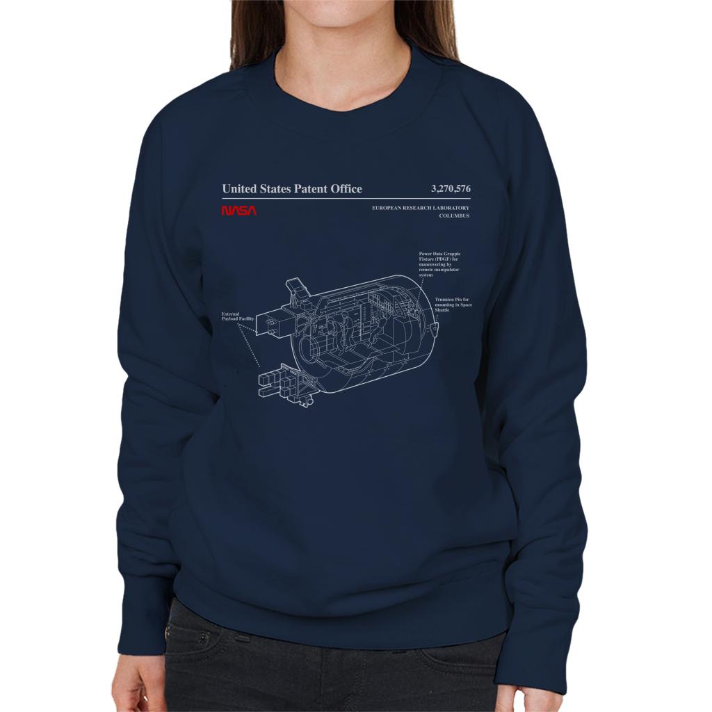 NASA European Research Laboratory Columbus Blueprint Women's Sweatshirt-ALL + EVERY