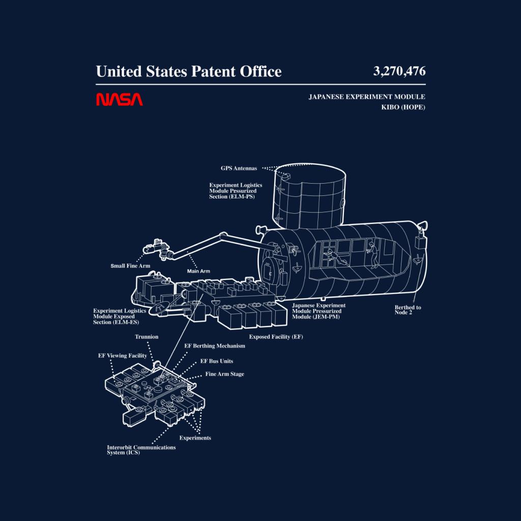 NASA Japanese Experiment Module Kibo Blueprint Kids T-Shirt-ALL + EVERY