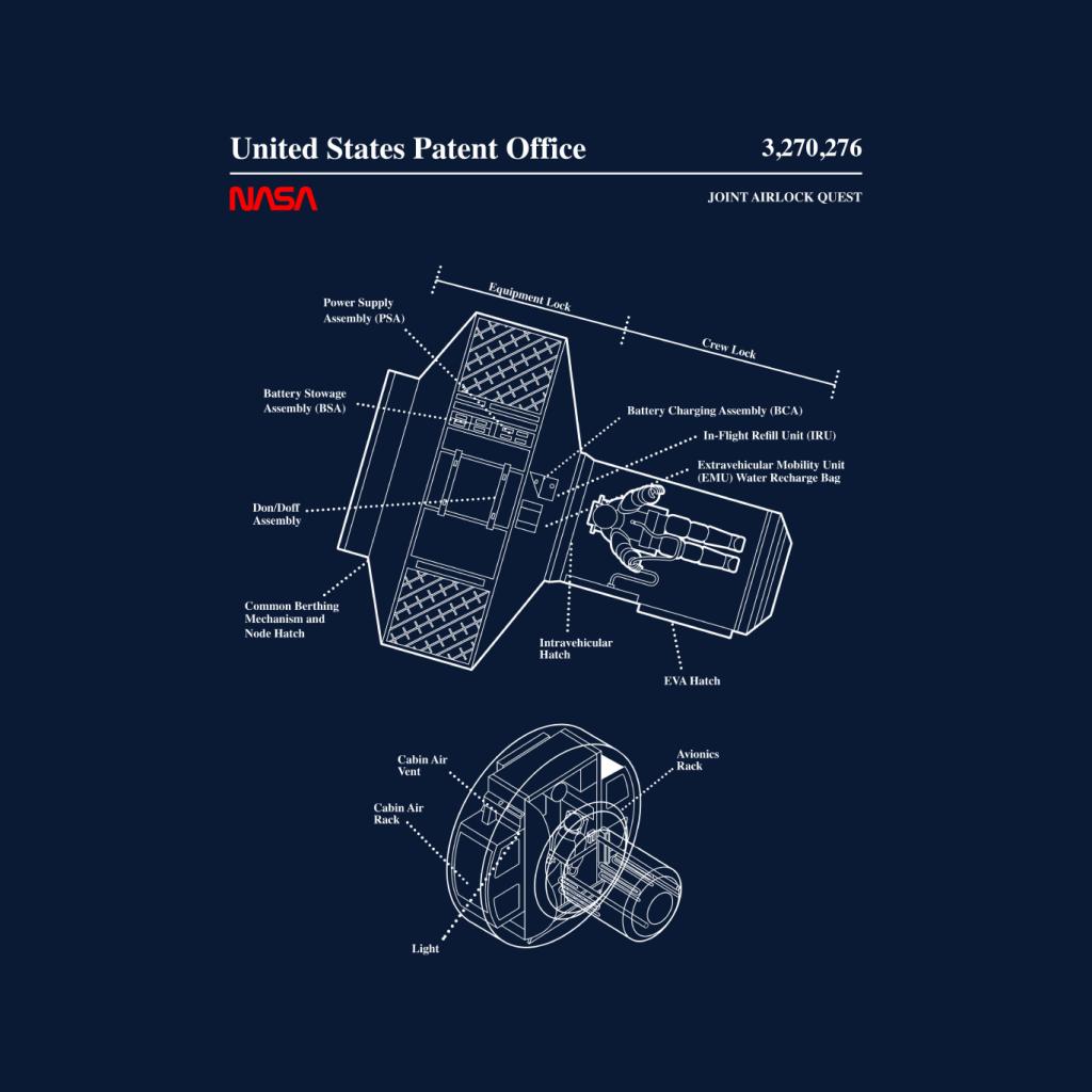 NASA Joint Airlock Quest Blueprint Men's Sweatshirt-ALL + EVERY