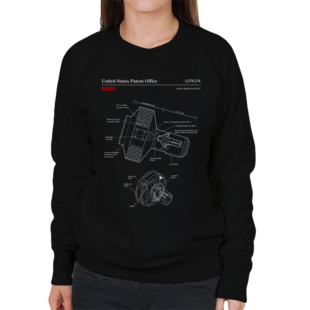 NASA Joint Airlock Quest Blueprint Women's Sweatshirt-ALL + EVERY