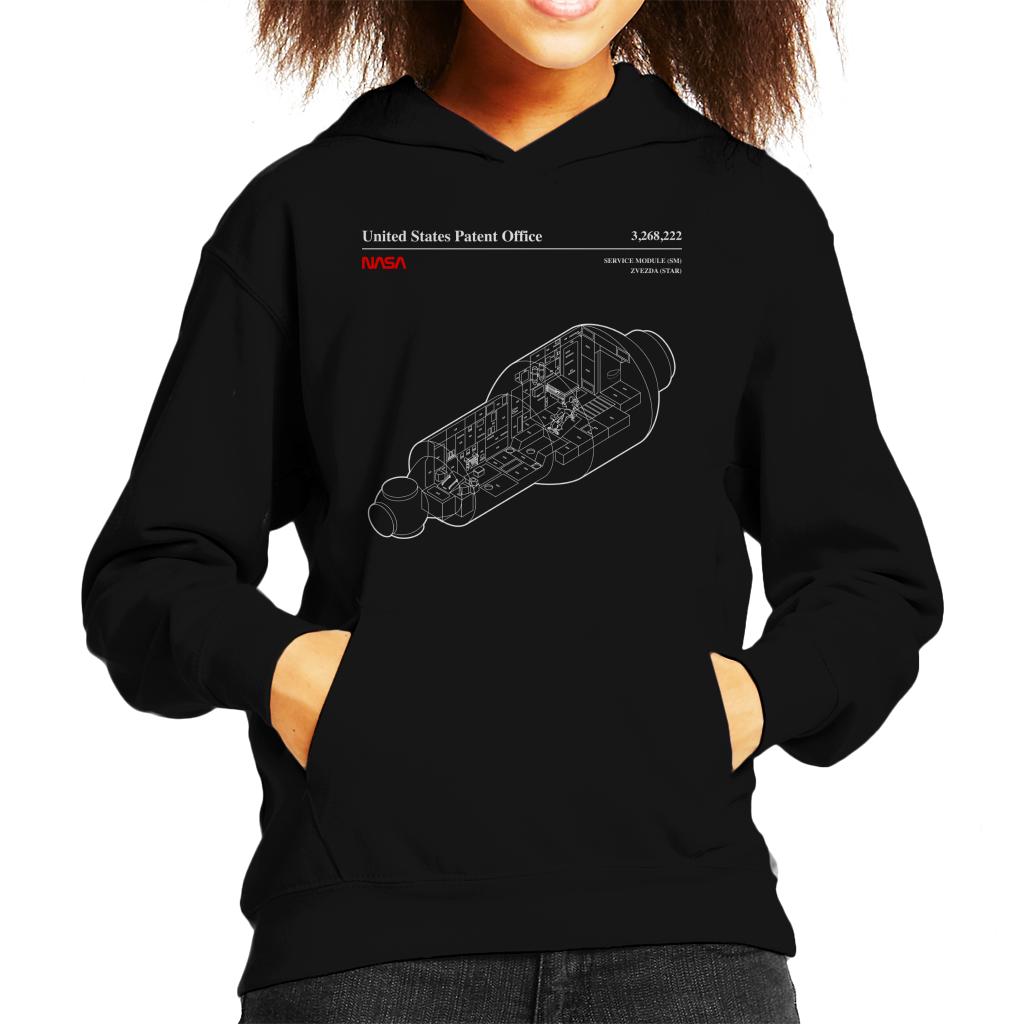 NASA Russian Service Module Blueprint Kids Hooded Sweatshirt-ALL + EVERY