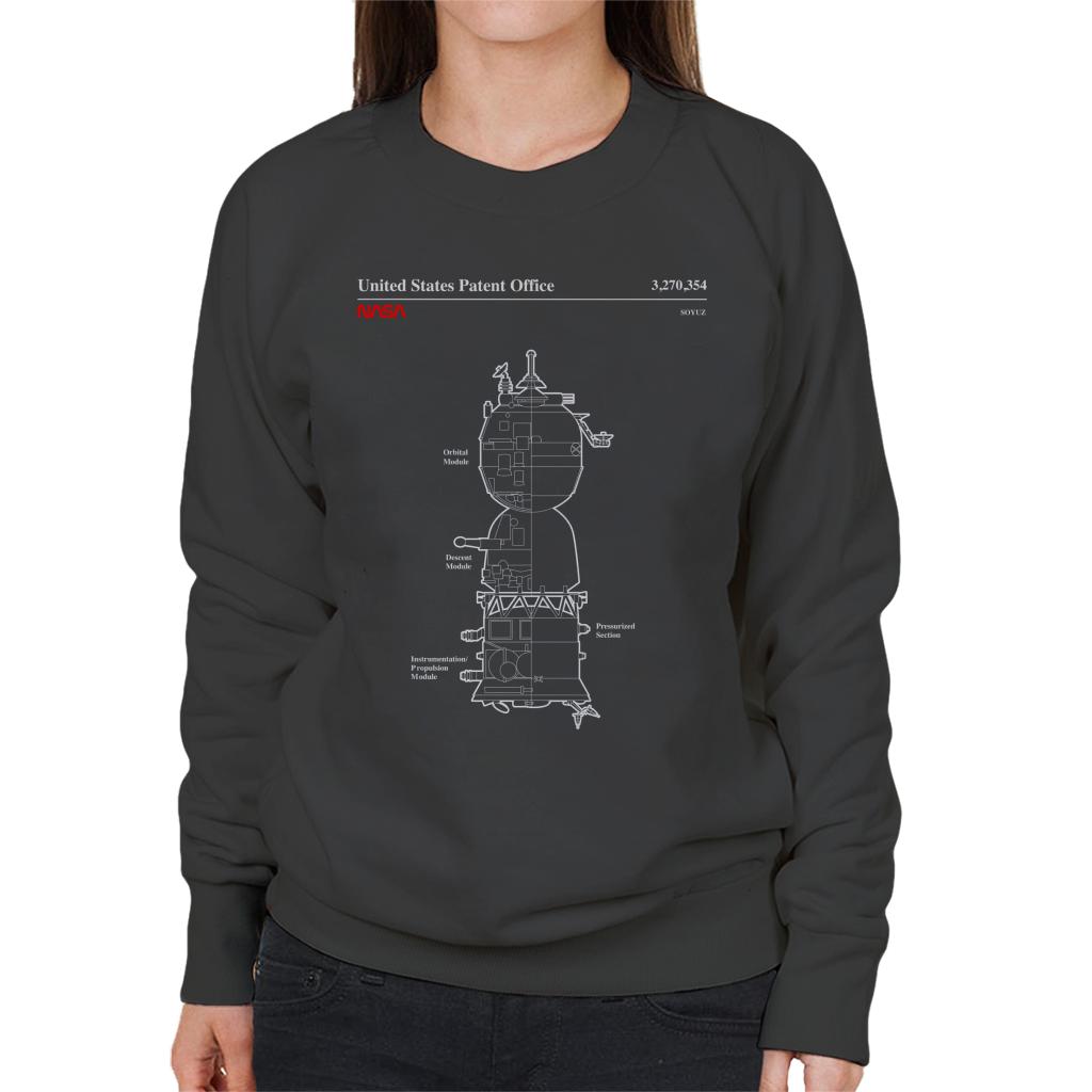 NASA Soyuz Spacecraft Blueprint Women's Sweatshirt-ALL + EVERY