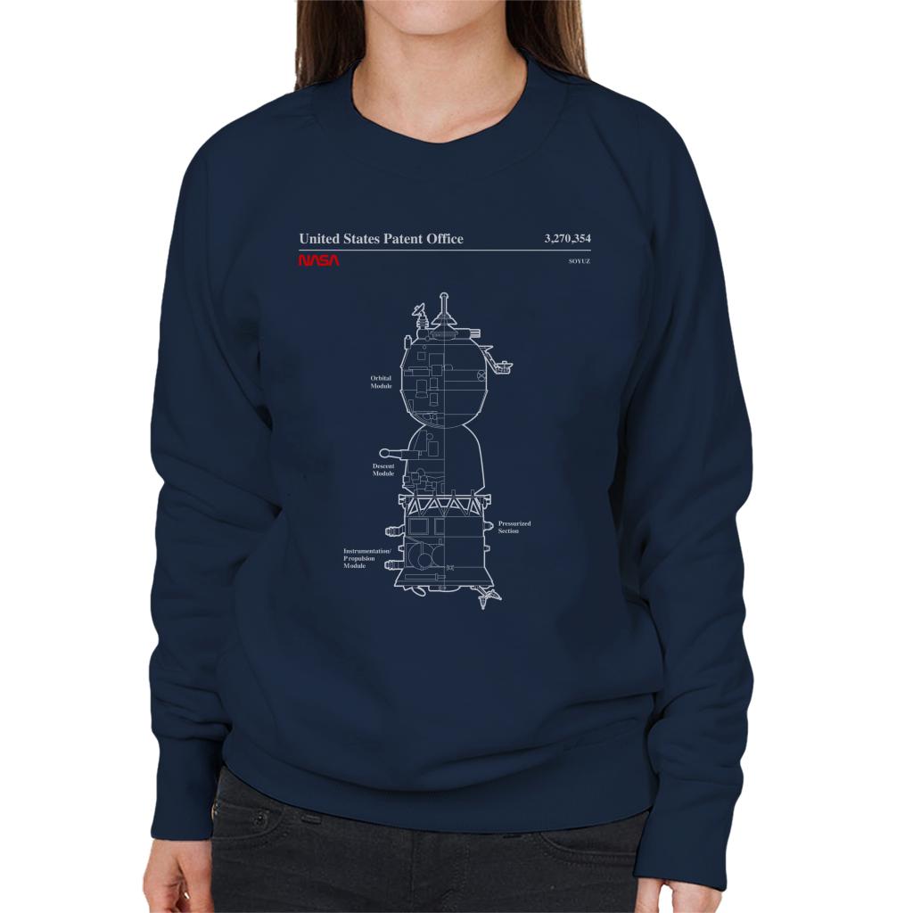 NASA Soyuz Spacecraft Blueprint Women's Sweatshirt-ALL + EVERY