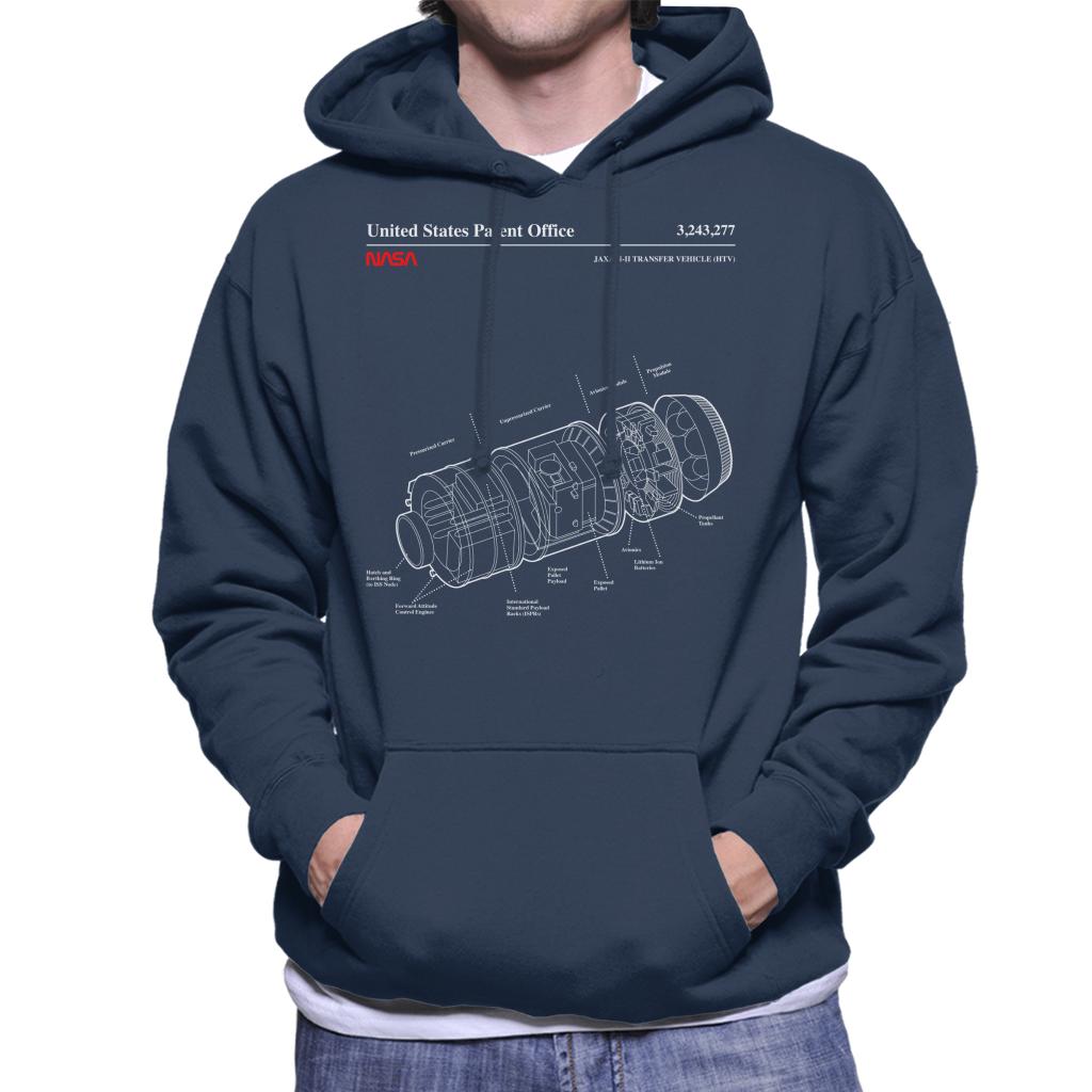 NASA JAXA H II Transfer Vehicle Blueprint Men's Hooded Sweatshirt-ALL + EVERY