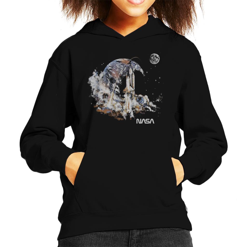 NASA Take Off Earth Montage Kids Hooded Sweatshirt-ALL + EVERY