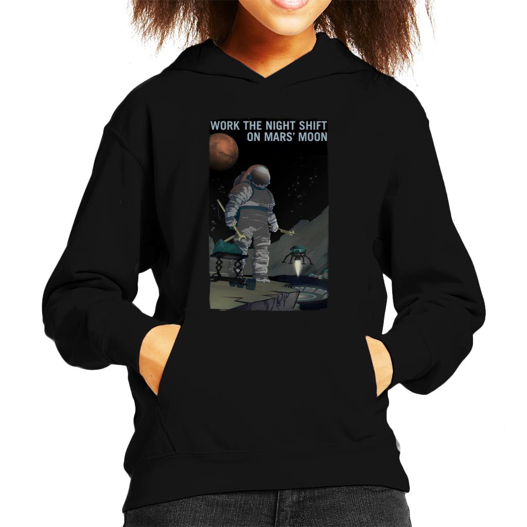 NASA Work The Night Shift On Mars Moon Kid's Hooded Sweatshirt-ALL + EVERY