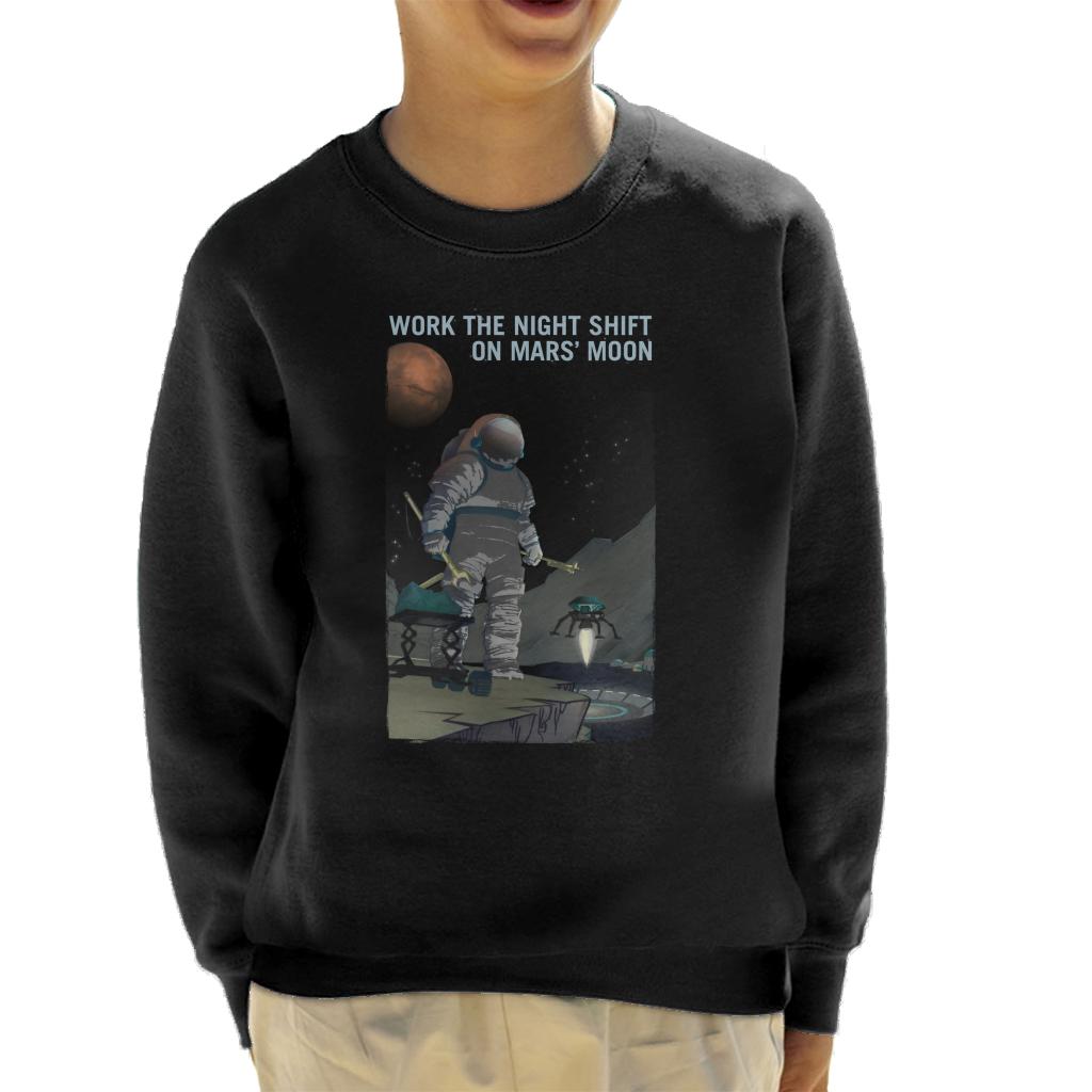 NASA Work The Night Shift On Mars Moon Kid's Sweatshirt-ALL + EVERY