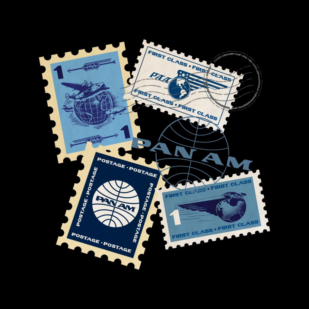 Pan Am Postage Stamps Montage Men's T-Shirt-ALL + EVERY