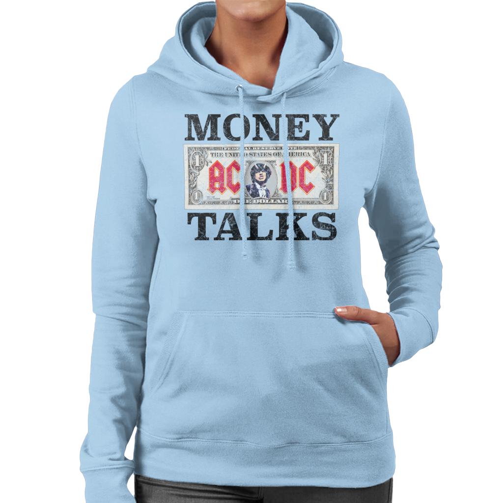 AC/DC Dollar Bill Money Talks Women's Hooded Sweatshirt-ALL + EVERY