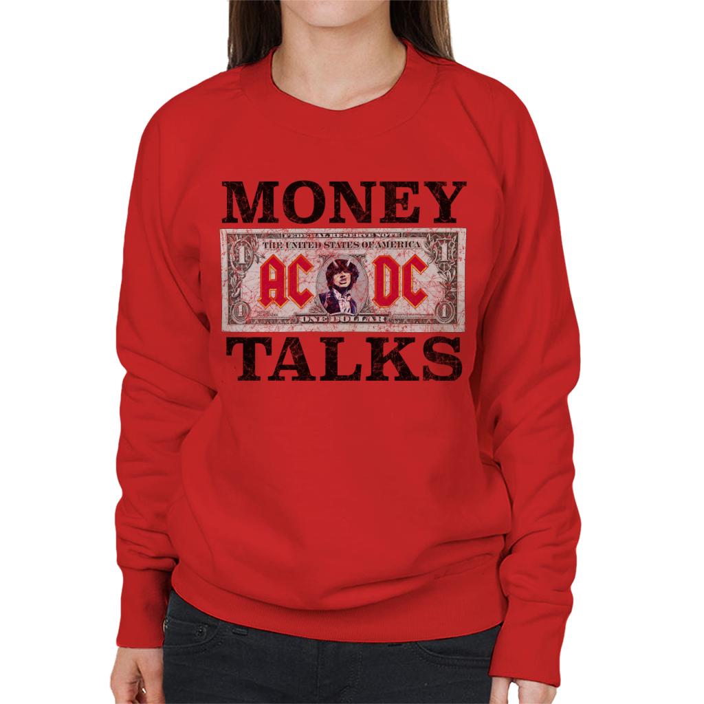 AC/DC Dollar Bill Money Talks Women's Sweatshirt-ALL + EVERY