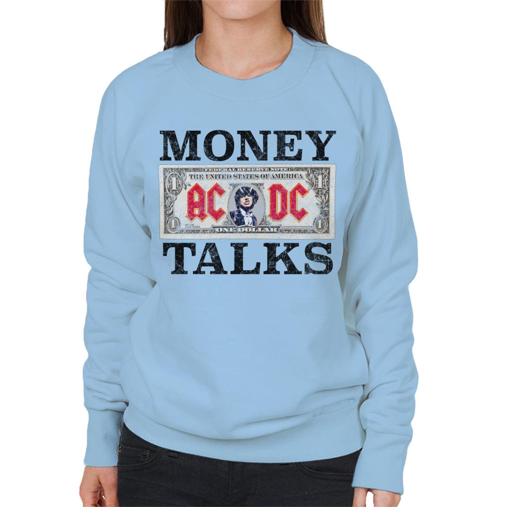 AC/DC Dollar Bill Money Talks Women's Sweatshirt-ALL + EVERY