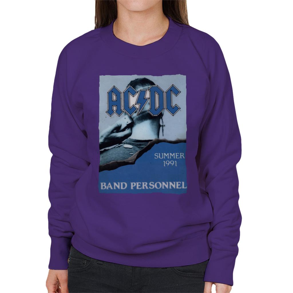 AC/DC Summer 1991 Band Personnel Women's Sweatshirt-ALL + EVERY