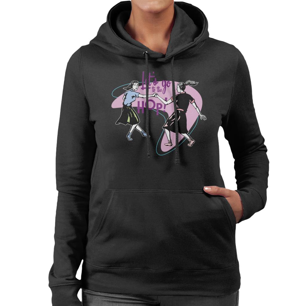 American Graffiti Lets Go To The Hop Women's Hooded Sweatshirt-ALL + EVERY