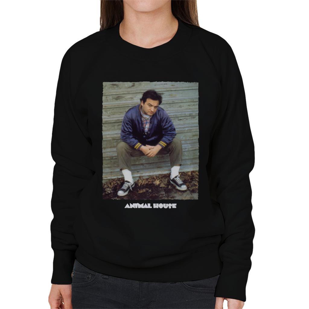 Animal House John Bluto Blutarsky Sitting Women's Sweatshirt-ALL + EVERY