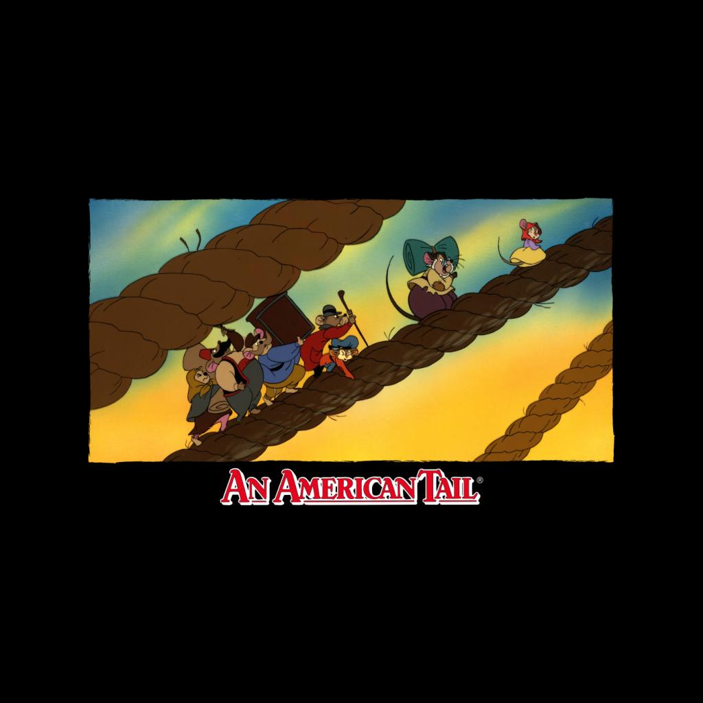 An American Tail Fievel And Family On Rope Men's T-Shirt-ALL + EVERY