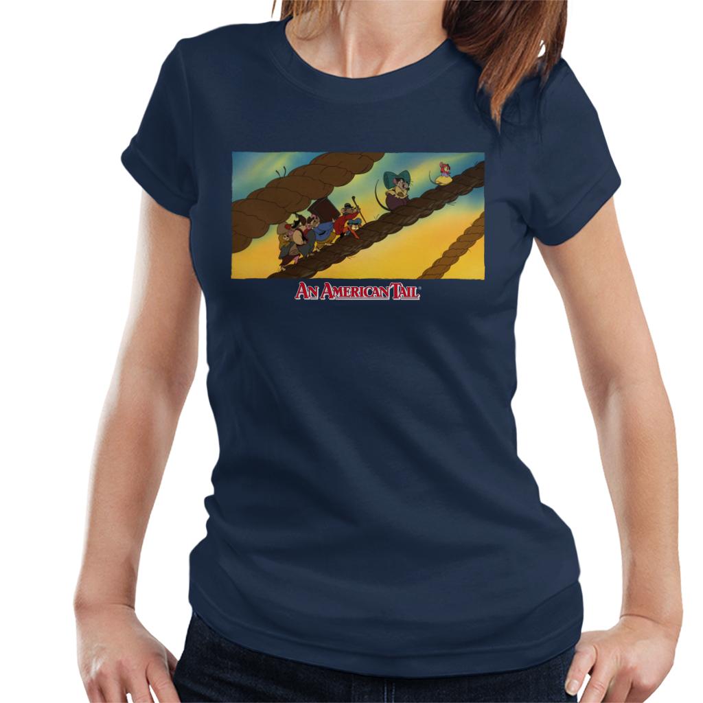 An American Tail Fievel And Family On Rope Women's T-Shirt-ALL + EVERY