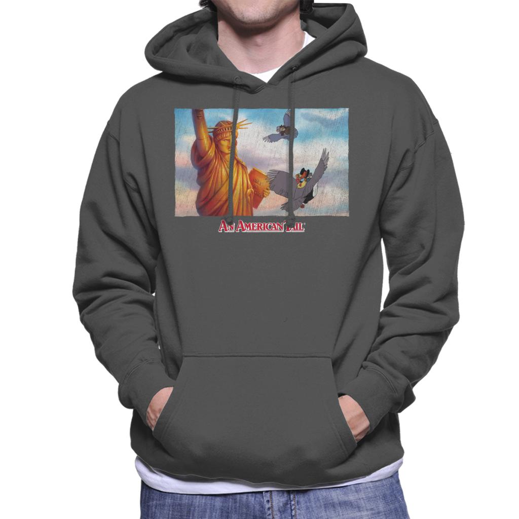 An American Tail Flying Henri Le Pigeon Near Statue Of Liberty Men's Hooded Sweatshirt-ALL + EVERY