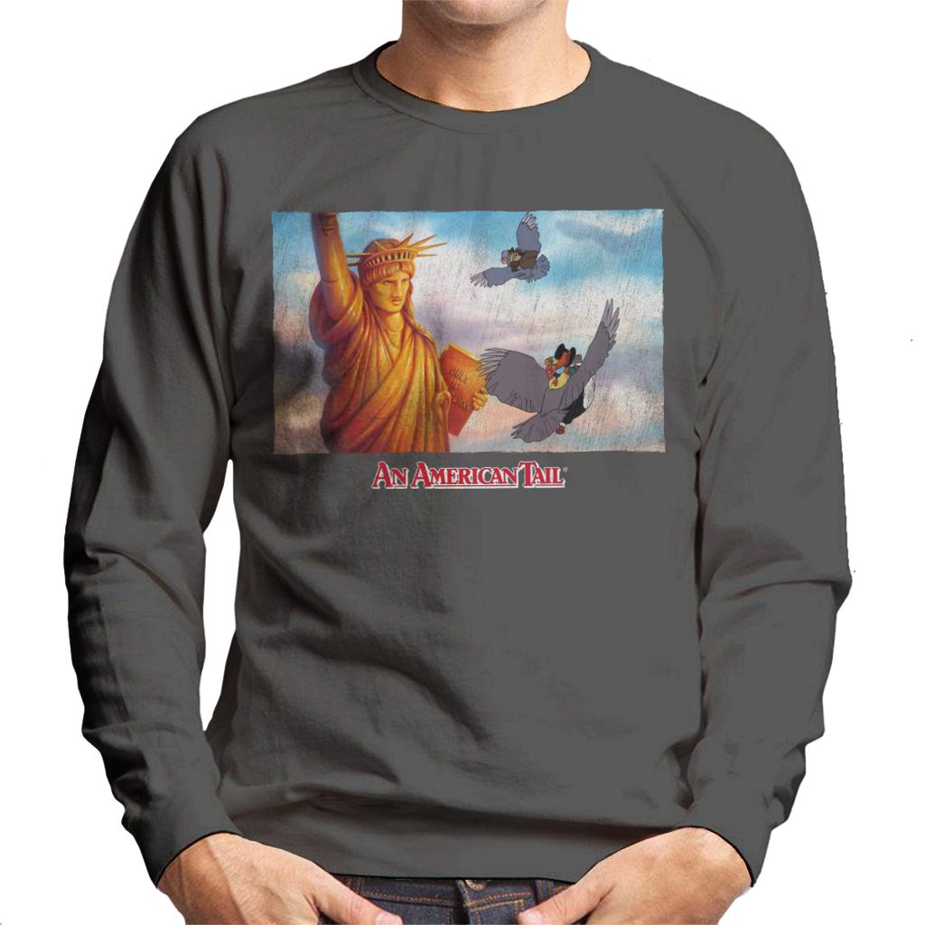 An American Tail Flying Henri Le Pigeon Near Statue Of Liberty Men's Sweatshirt-ALL + EVERY