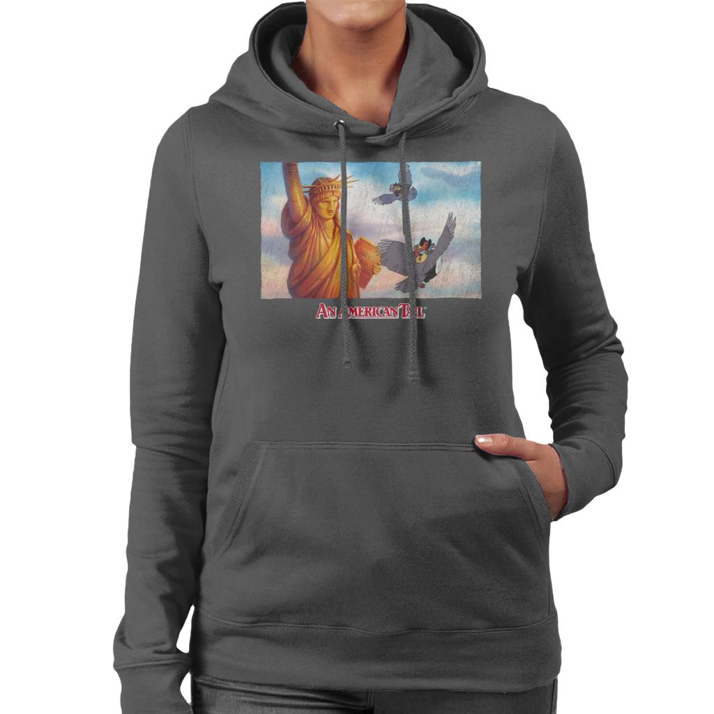 An American Tail Flying Henri Le Pigeon Near Statue Of Liberty Women's Hooded Sweatshirt-ALL + EVERY