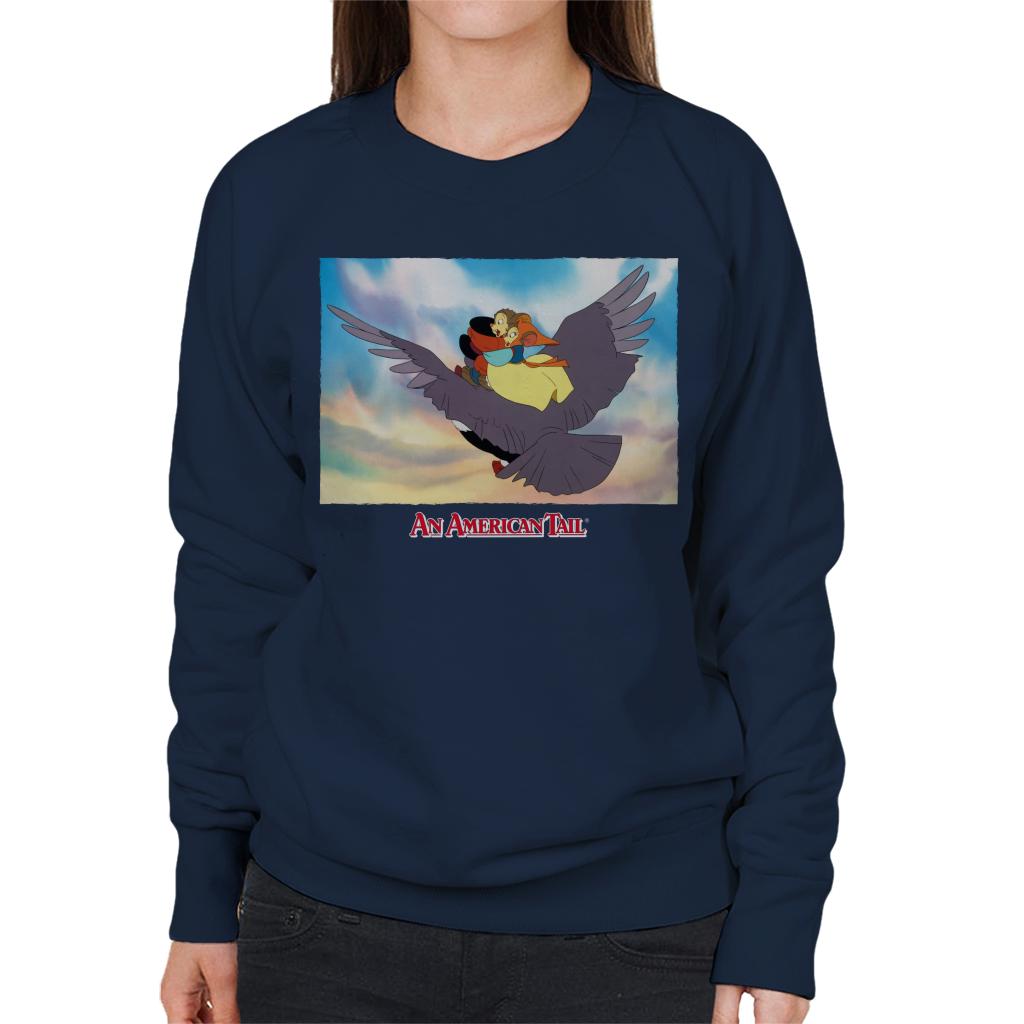 An American Tail Fieval And Tanya Flying On Henri Le Pigeon Women's Sweatshirt-ALL + EVERY