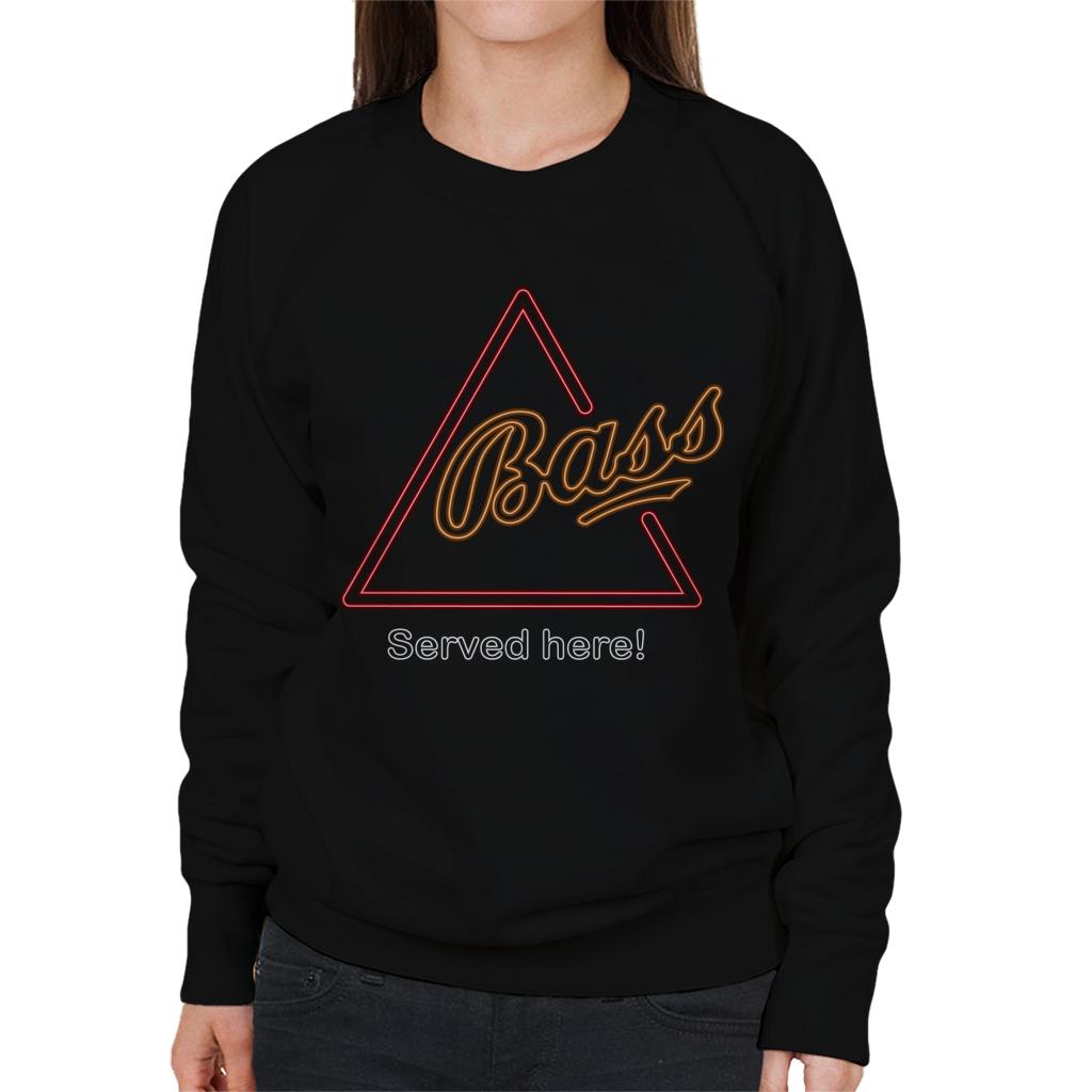 Bass Served Here Neon Sign Women's Sweatshirt-ALL + EVERY