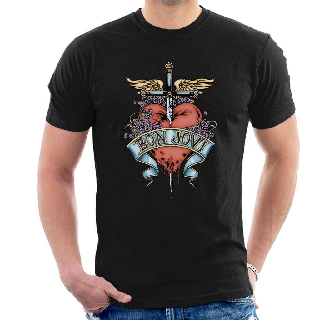 Bon Jovi Heart And Dagger Men's T-Shirt-ALL + EVERY