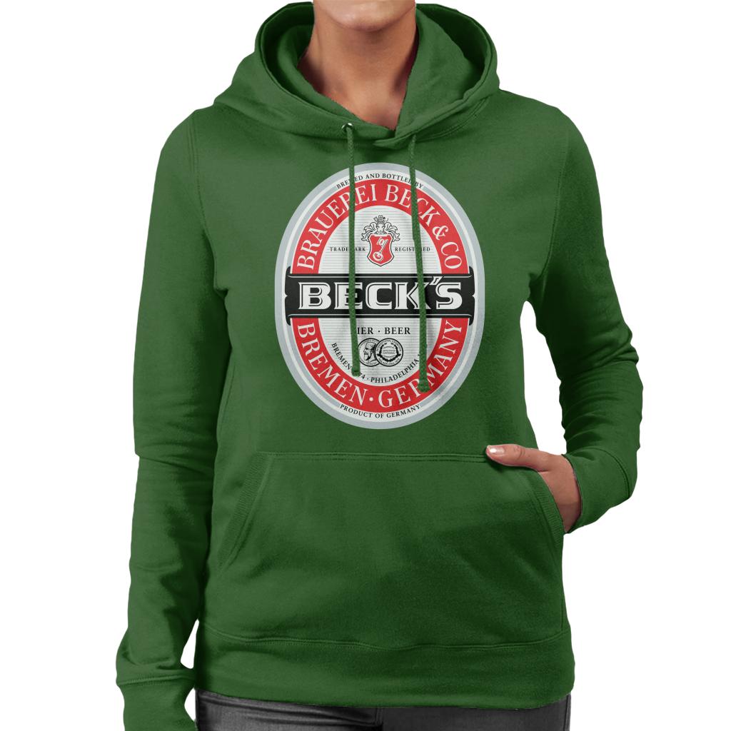 Beck's Beer Classic Label Women's Hooded Sweatshirt-ALL + EVERY