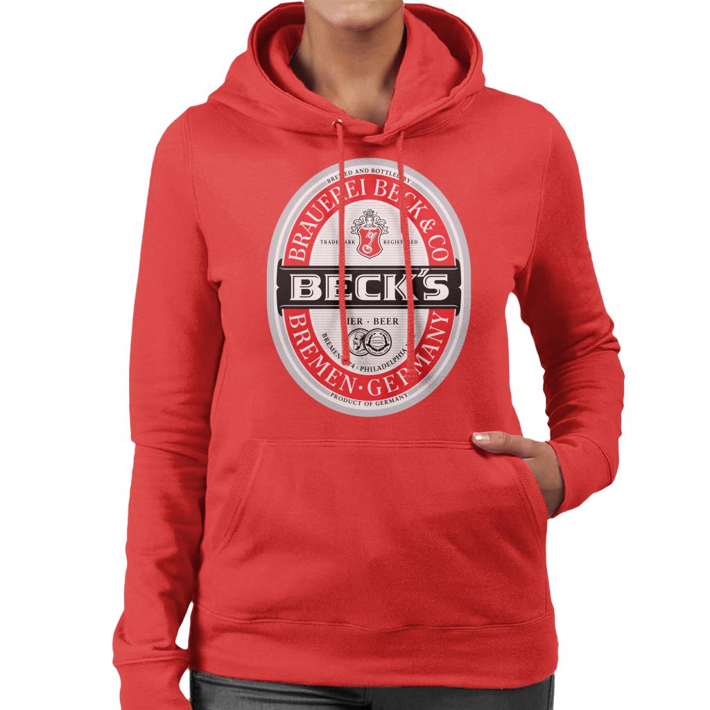 Beck's Beer Classic Label Women's Hooded Sweatshirt-ALL + EVERY