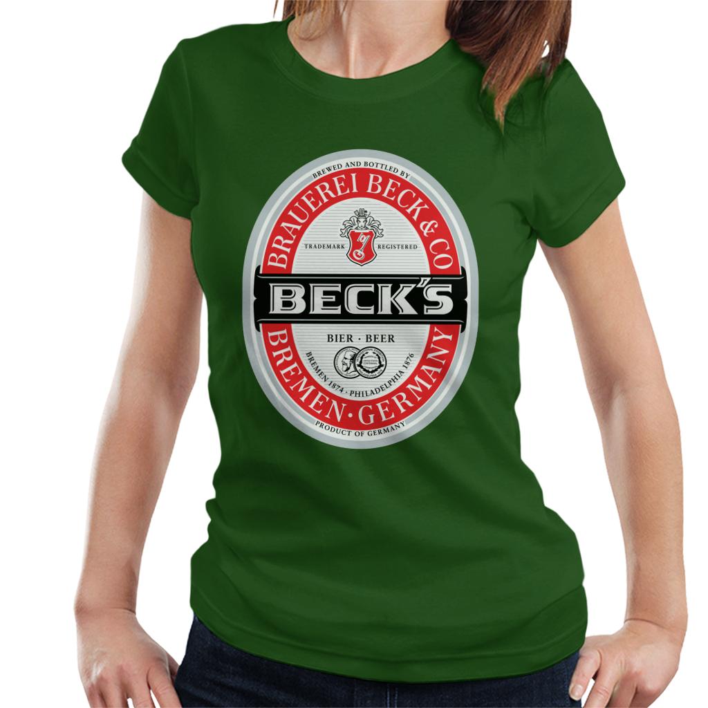 Beck's Beer Classic Label Women's T-Shirt-ALL + EVERY