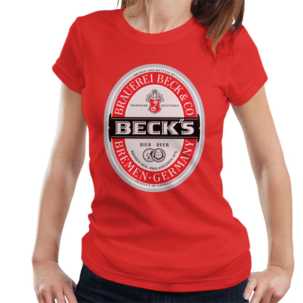 Beck's Beer Classic Label Women's T-Shirt-ALL + EVERY