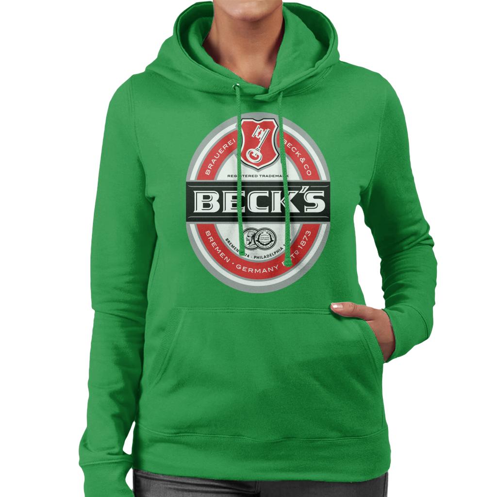 Beck's Brauerei Label Women's Hooded Sweatshirt-ALL + EVERY