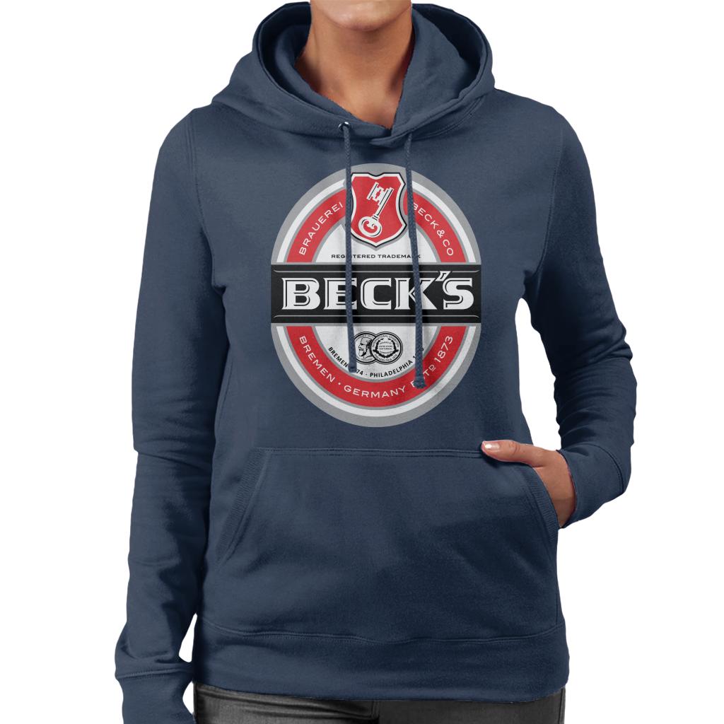 Beck's Brauerei Label Women's Hooded Sweatshirt-ALL + EVERY