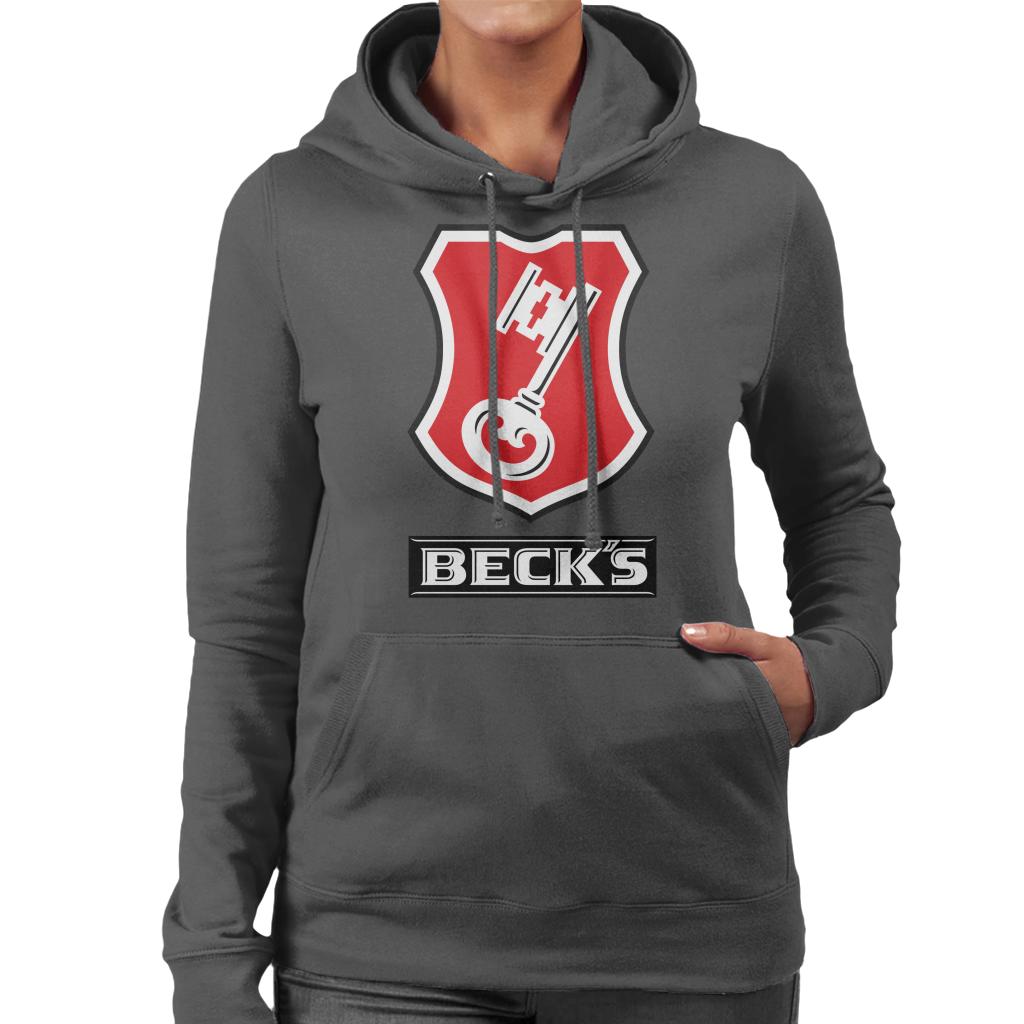 Beck's Logo Filled Red Key Women's Hooded Sweatshirt-ALL + EVERY