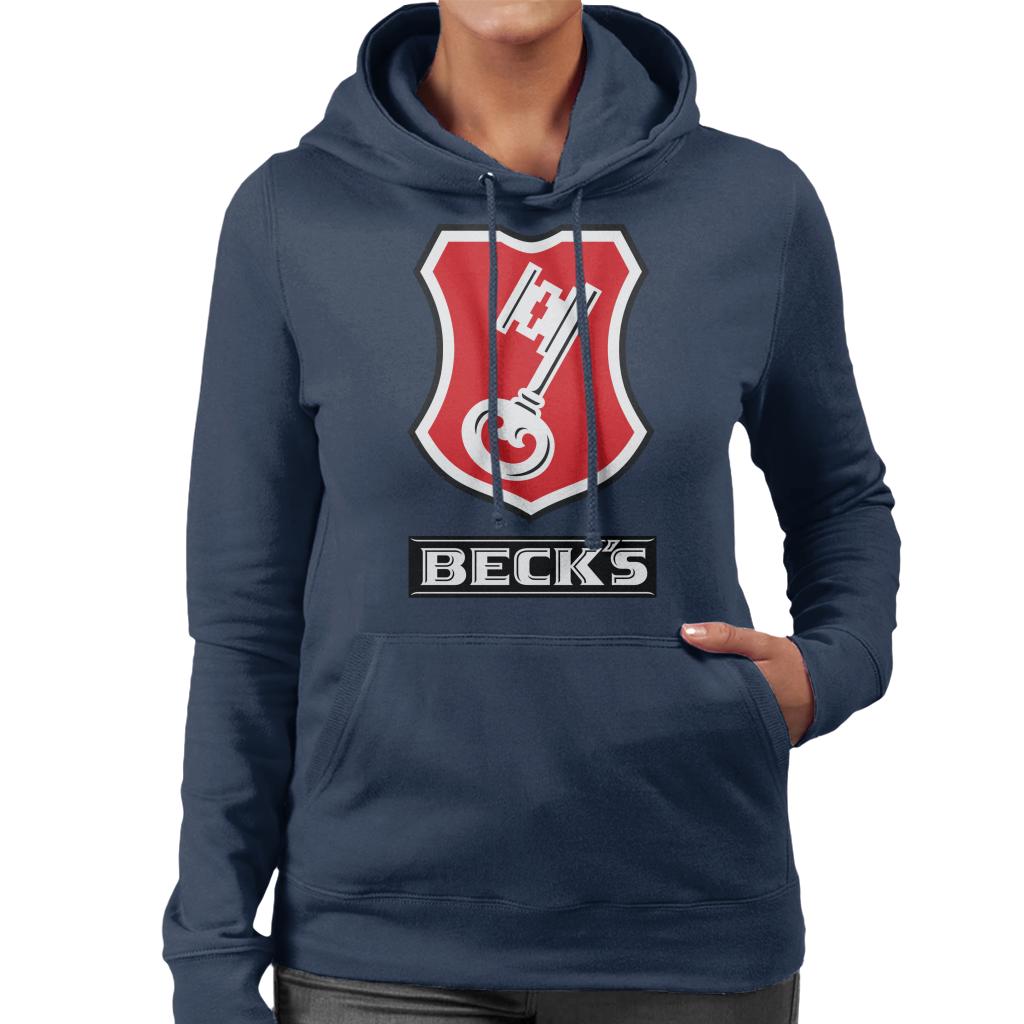 Beck's Logo Filled Red Key Women's Hooded Sweatshirt-ALL + EVERY