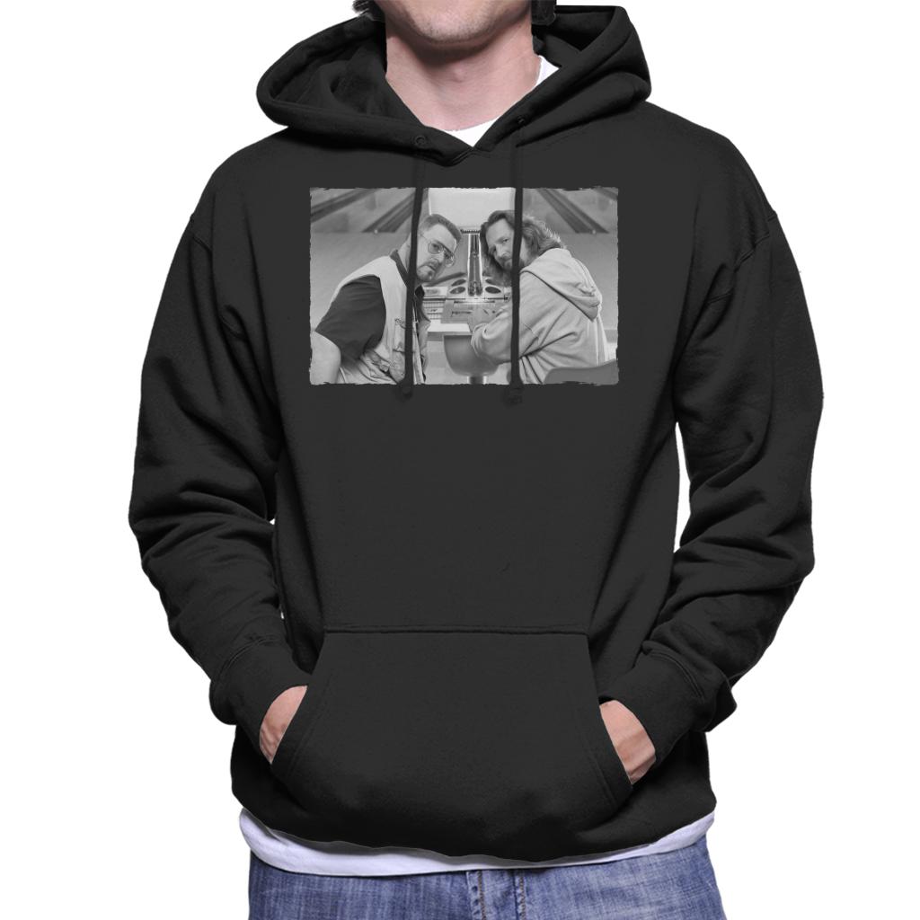 The Big Lebowski The Dude And Walter Bowling Alley Greyscale Men's Hooded Sweatshirt-ALL + EVERY