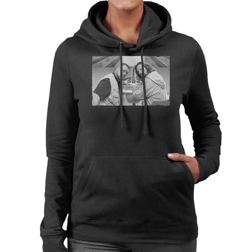 The Big Lebowski The Dude And Walter Bowling Alley Greyscale Women's Hooded Sweatshirt-ALL + EVERY