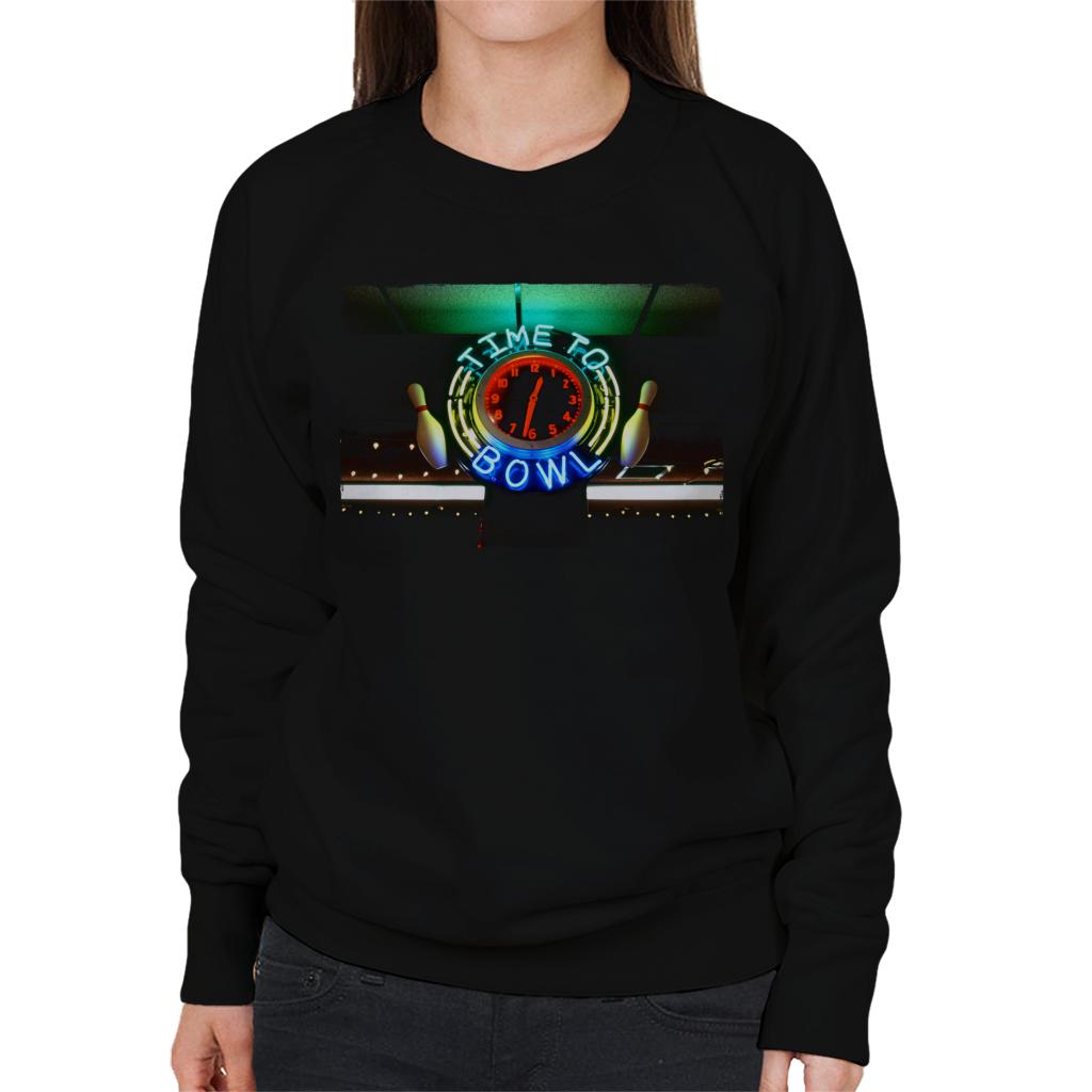 The Big Lebowski Time To Bowl Neon Sign Women's Sweatshirt-ALL + EVERY