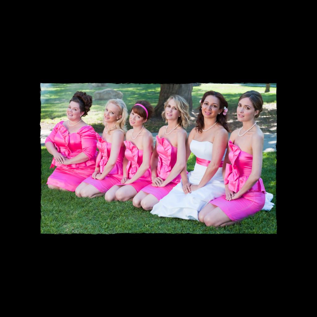 Bridesmaids Bridal Party Photo Kneeling On Lawn Women's T-Shirt-ALL + EVERY